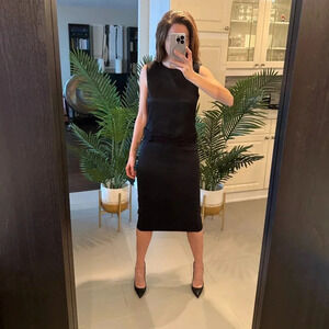 Two-Piece Black  Embroidered Sleeveless Top and Skirt, Judith and Charles, US 2
